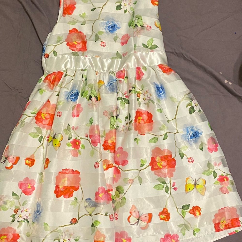 Pleated Orange and Pink Scoop Neck Sundress for Prom